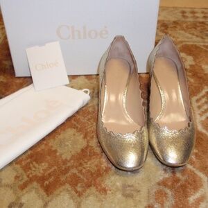 Chloe Lauren Scalloped Grey Glitter Heel Shoes Size 37.5